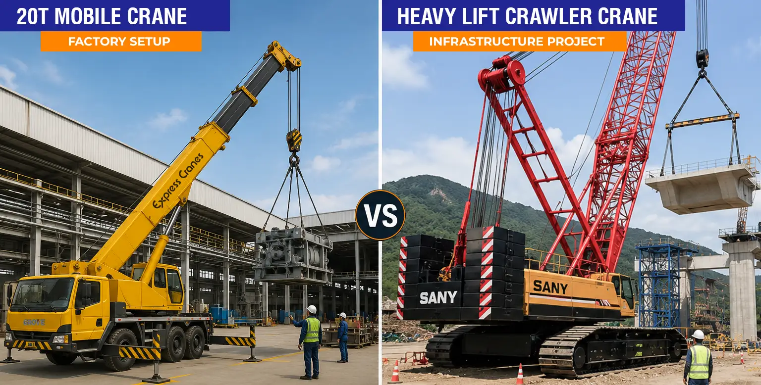 mobile crane and crawler crane used in industrial and infrastructure projects