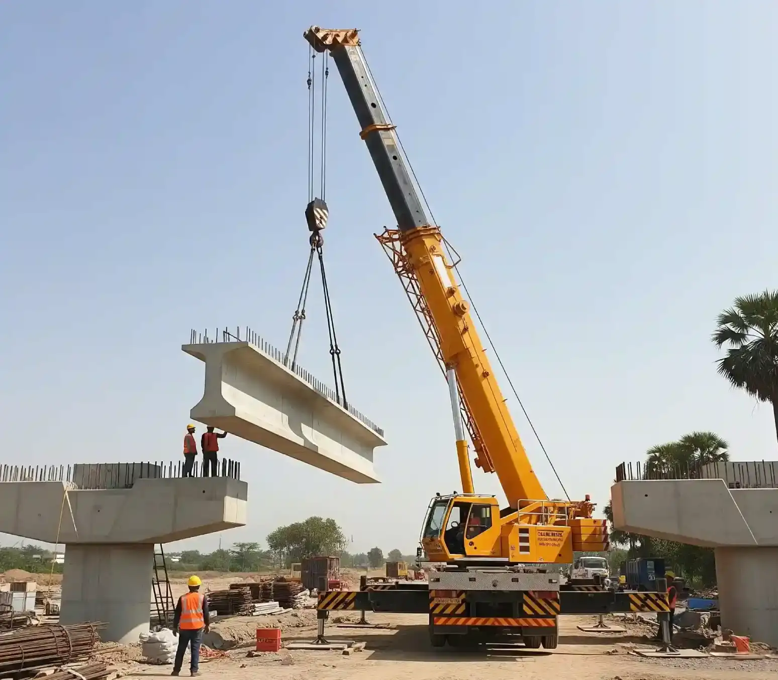 Telescopic boom crane rental lifting bridge beam in India