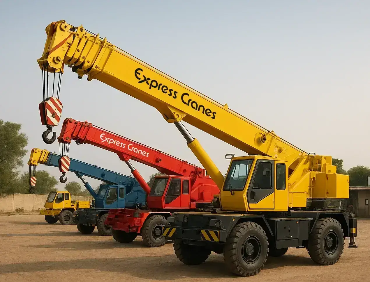 Fleet of tyre mounted cranes available for rental in India