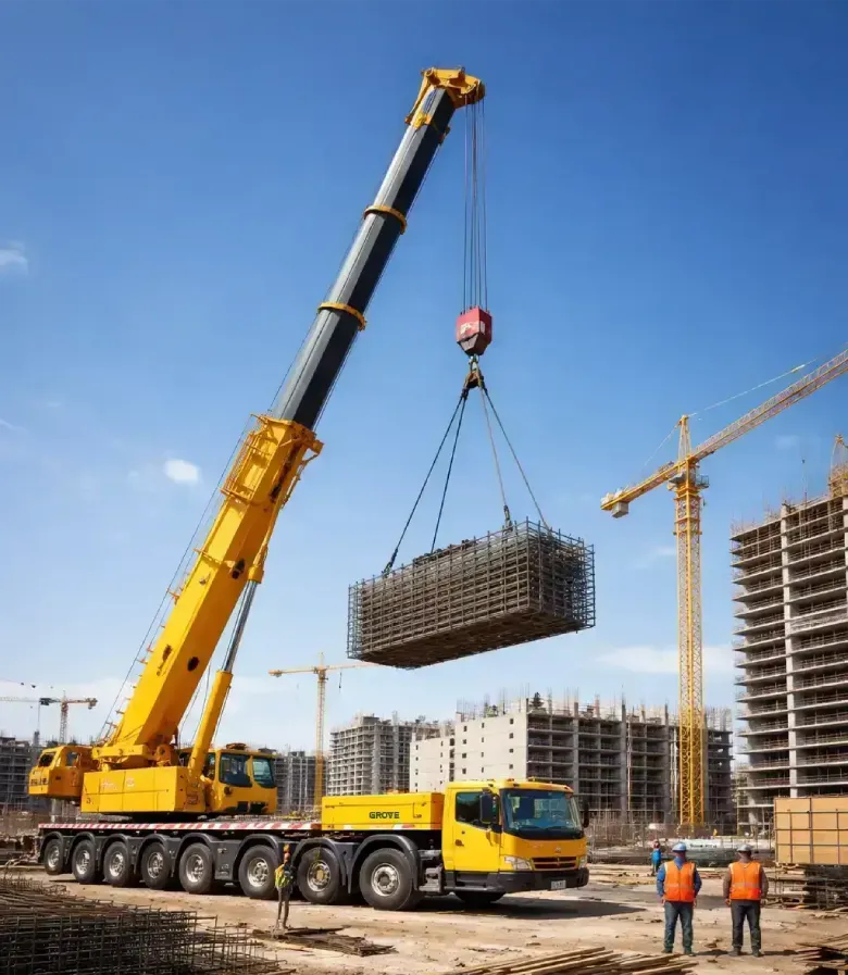 mobile crane rent per hour in India construction site