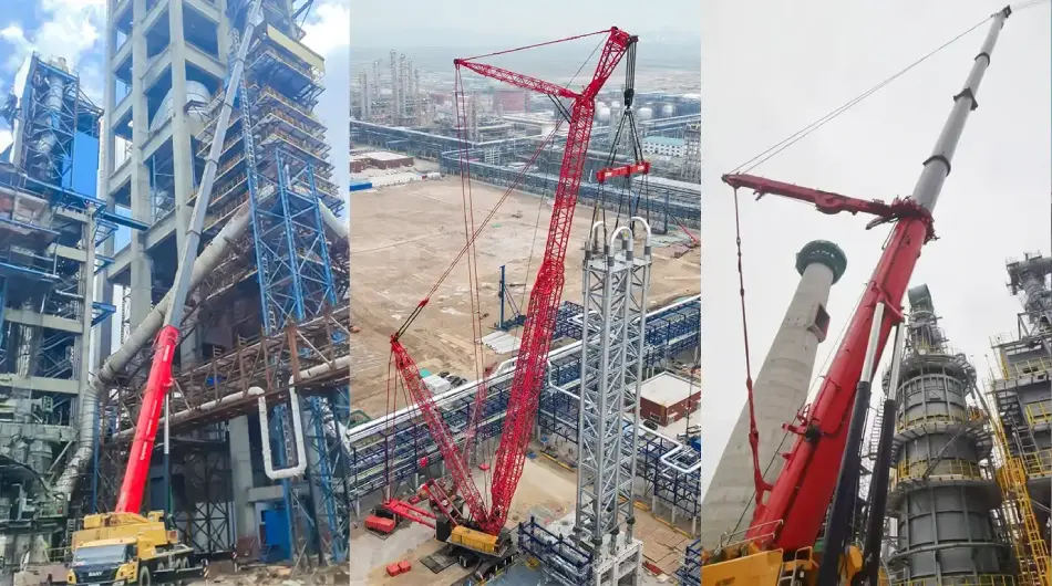 Telescopic, crawler and all terrain cranes used for industrial plant shutdown lifting operations