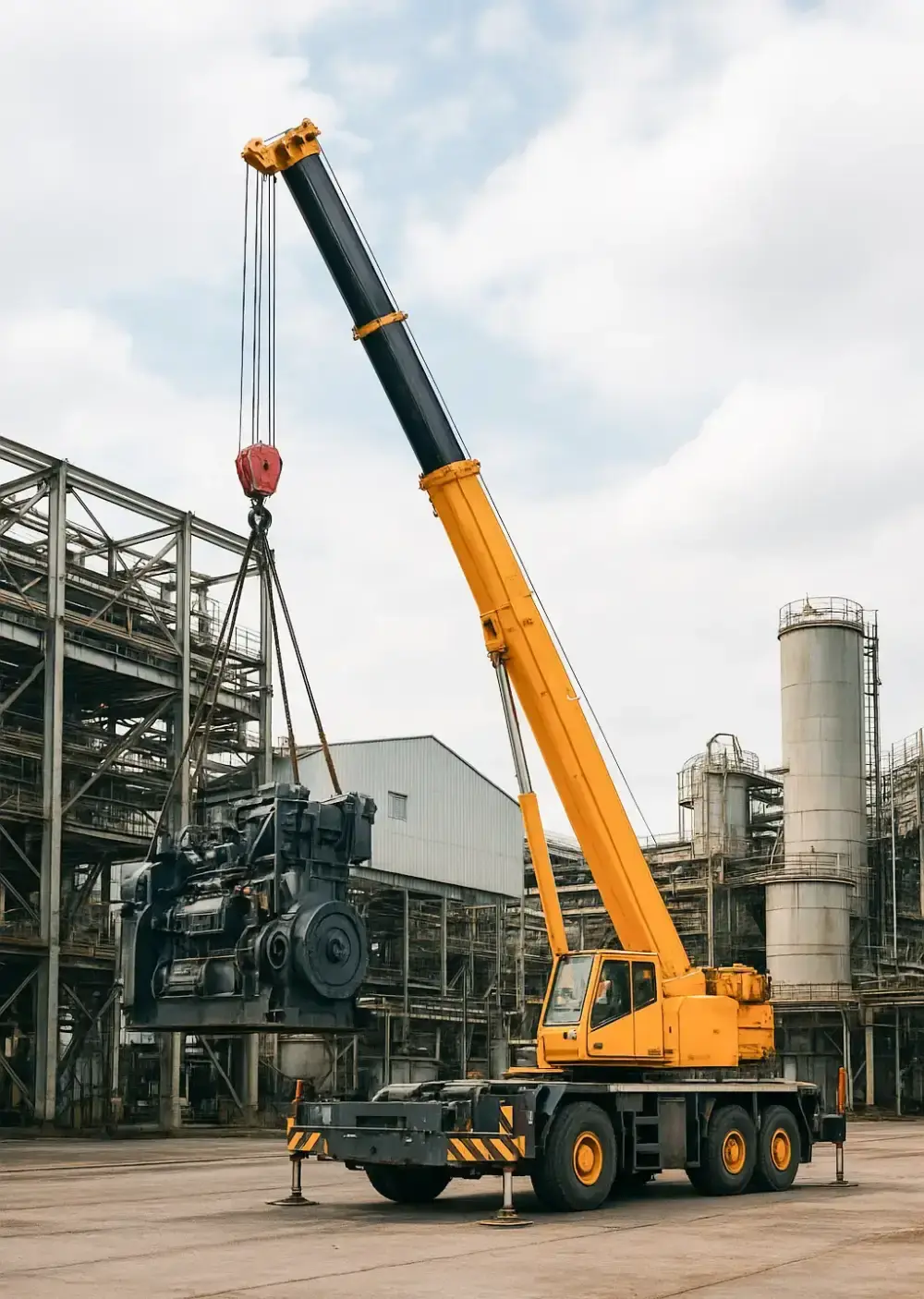 Telescopic boom crane rental for industrial construction